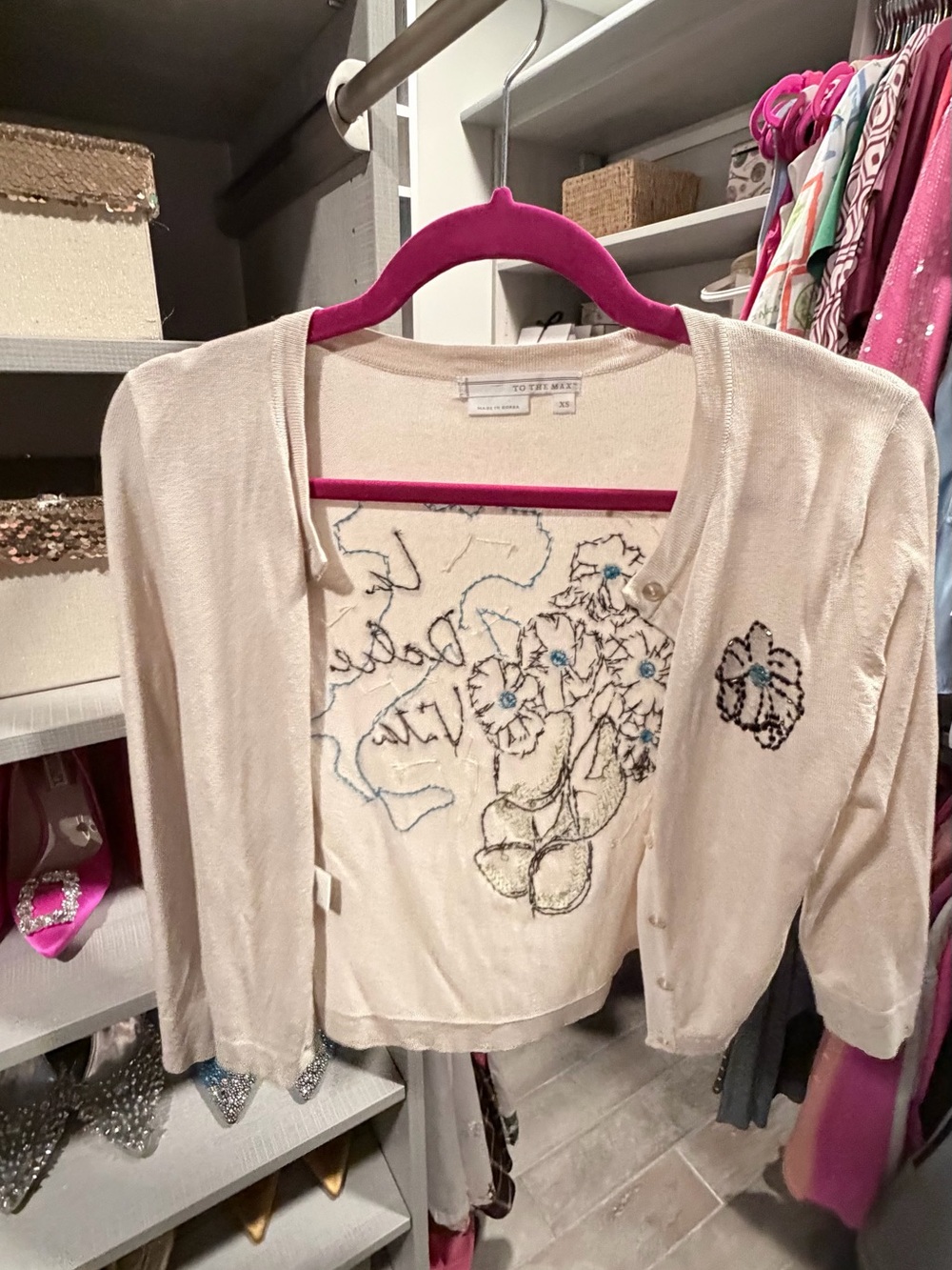 To the Max Cream Embroidered Button-Front Cardigan